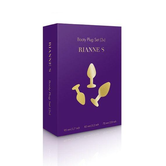 Набор анальных пробок с кристаллом Rianne S: Booty Plug Set Black, диаметр 2,7см, 3,5см, 4,1см Sex Aura | Зображення 2