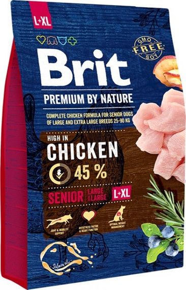 Корм Brit Premium Dog Senior L+XL сухий з куркою для літніх собак великих та гігантських порід 3 кг