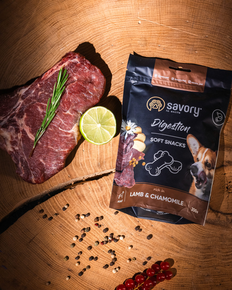 Мягкие лакомства Savory Soft Snacks для улучшения пищеварения собак, ягненок и ромашка 200г | Зображення 4