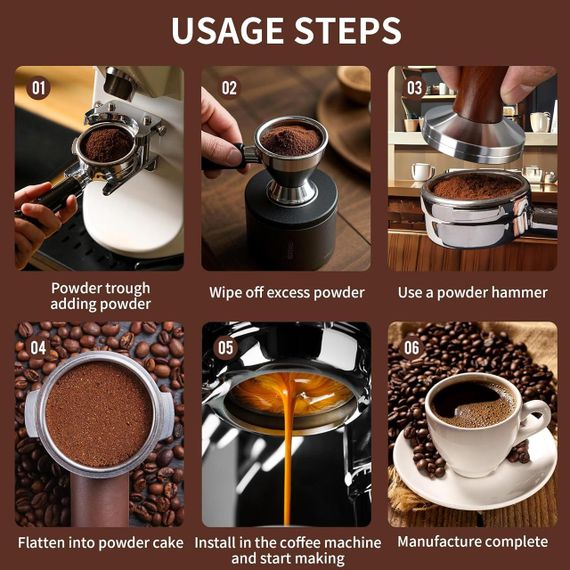 Темпер для трамбовки кофе 51 мм из нержавеющей стали с деревянной ручкой и силиконовым ковриком, нескользящий | Зображення 5