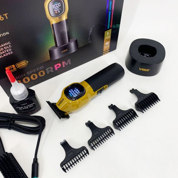 Тример для стрижки волосся VGR V-886T GOLD 8000RPM 4 насадки | Зображення 8