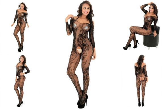 БодіСтокінг (Боді комбінезон Сітка) Babydoll 46 Чорний 8023 | Зображення 9