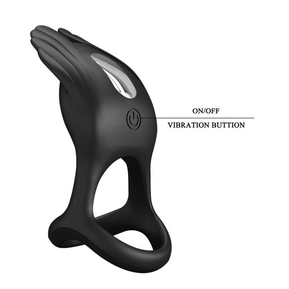 Ерекційне віброкільце з крильцями PRETTY LOVE Silas 7 режимів, чорне sexstyle | Зображення 7