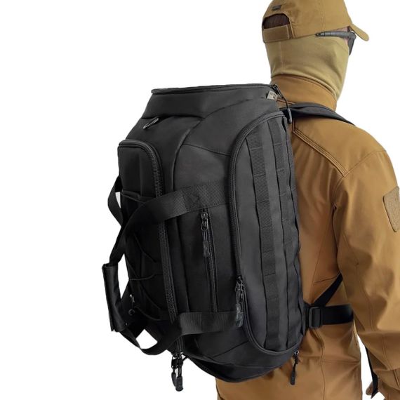 Тактична дорожня сумка-рюкзак 2 в 1 — зміцнена, універсальна чорна DU-21 | Зображення 7