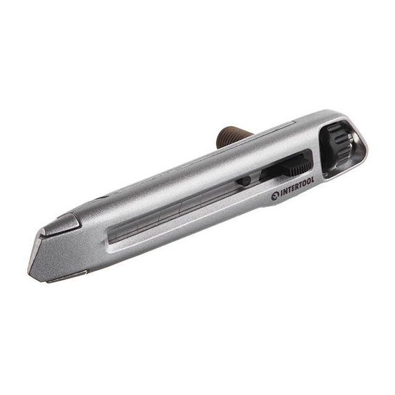 Ніж металевий посилений лезо 18 мм, з гвинтовою фіксацією леза. INTERTOOL HT-05121