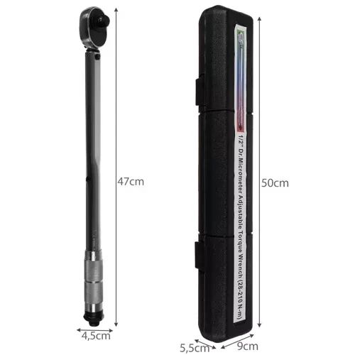 Ключ динамометричний Bigstren 19964 1/2" 28-210 Нм + подовжувач 470 мм + Головки 17,19, 21 мм | Зображення 4