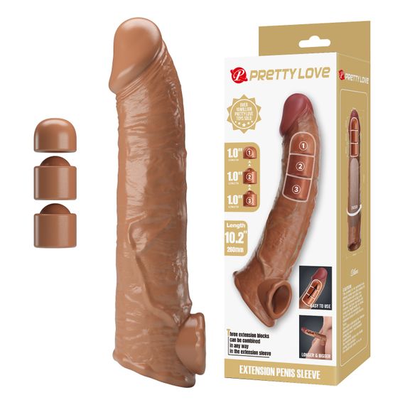 Подовжуюча насадка на член - Pretty Love Extension Penis Sleeve Latin, 26 см