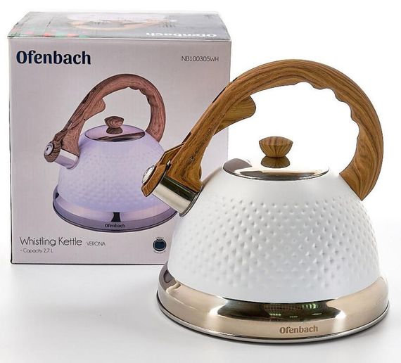 Чайник Ofenbach Whistling Kettle White 2.7л нержавіюча сталь зі свистком, білий | Зображення 6