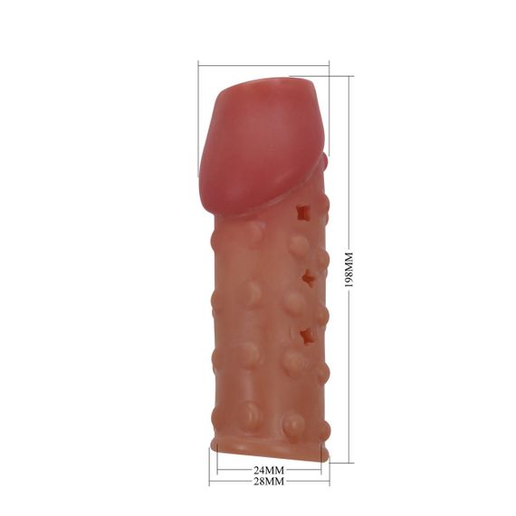 Насадка на пеніс Pretty Love рельєфна, з пухирцями, бежева, 19,8 × 2,8 см Sex Aura | Зображення 7