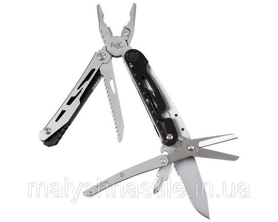 Мультитул MFH Fox Outdoor з ножицями - Black/Silver | Зображення 1