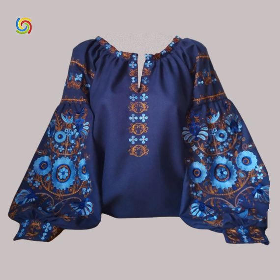 Рубашка Украинская вышиванка 22157 цвет синий размер L/XL