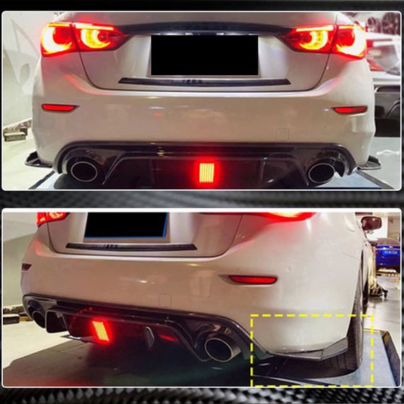 Накладки на задній бампер (для Q50 Base/Sport 2014-2017, Карбон) для Infiniti Q50/Q60 рр | Зображення 2