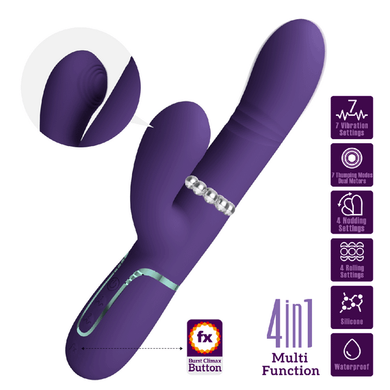 Вібромасажер із поступальним рухом серії Pretty Love - Mariana Twinkled Dark Purple 7 vibration functions 4 rolling functions, Sex | Зображення 1