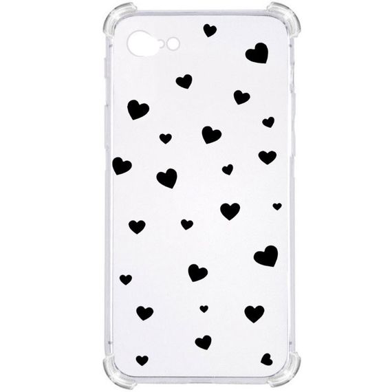 Прозорий протиударний чохол для Iphone 8 / Iphone 7/ Iphone SE 2 2020 / Iphone SE 3 2022 З принтом: Чорні сердечки