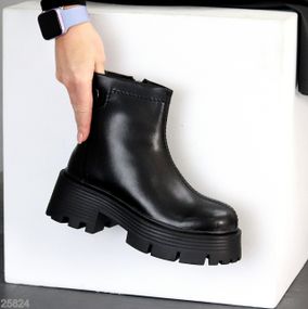 Эффектные молодежные зимние черные ботинки на толстой подошве 37