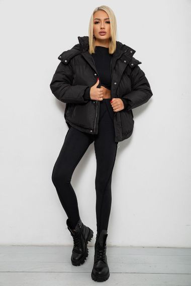 Куртка женская зимняя короткая, цвет черный, 244R983 | Зображення 1