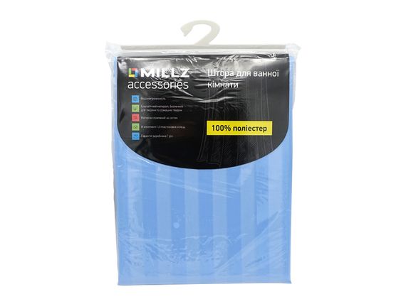 Шторка - фіранка для ванної MILLZ блакитна поліестер 180х180 MRS-P-063 | Зображення 1