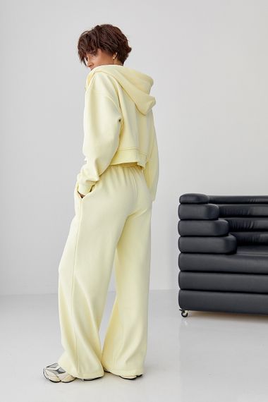 Теплий спортивний костюм з об'ємним написом - лимонний цвет, S/M (є розміри) | Зображення 1