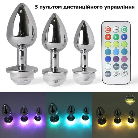 Металева анальна пробка зі світлодіодним підсвічуванням ( розмір L) | Зображення 1