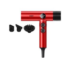 Фен для волос профессиональный с 3 насадками и регулятором мощности и температуры VGR V-401 Красный