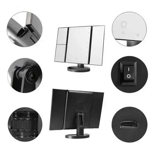 Зеркало тройное для макияжа Superstar Magnifying Mirror с LED-подсветкой прямоугольное с увеличением | Зображення 5
