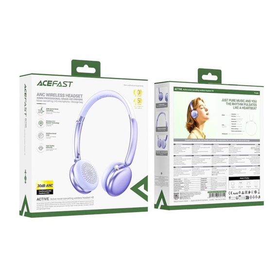 Беспроводные наушники ACEFAST H8 active noise cancelling wireless headset Silver | Зображення 1