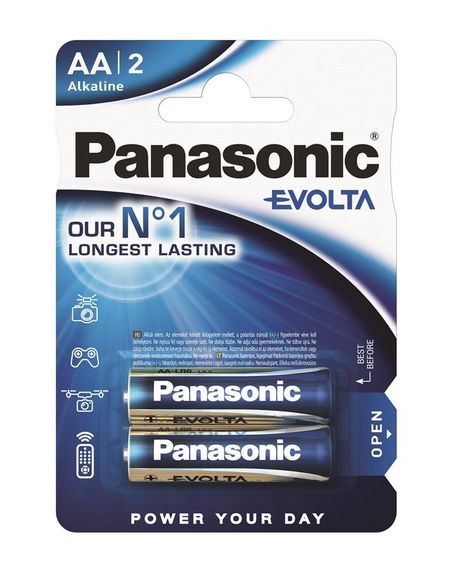 Батарейка Panasonic EVOLTA щелочная AA блистер, 2 шт. (LR6EGE/2BP)