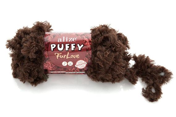 Пряжа Alize Puffy Furlove No 493 (Алізе Пуффі Фурлав) хутряна пряжа з петельками для в'язання руками, 100 г / 6.3 м