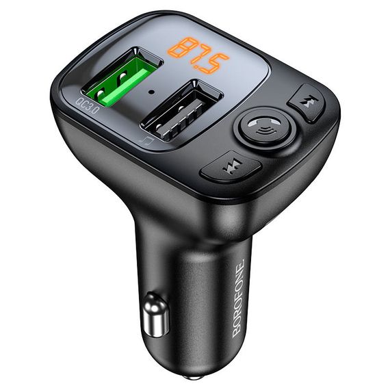 АЗУ FM модулятор Borofone BC41 Eminency QC3.0 (2USB-A) Черный | Зображення 7