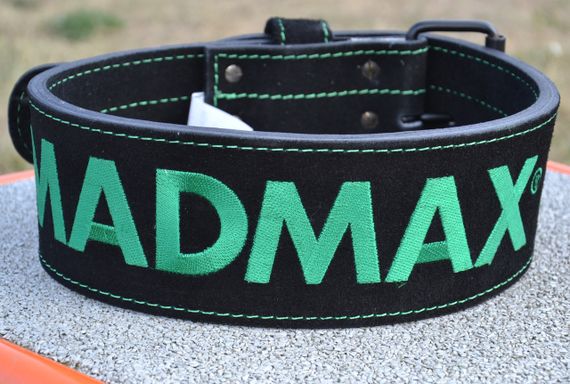 Пояс для важкої атлетики MadMax MFB-301 Suede Single Prong шкіряний Black/Green L | Зображення 2