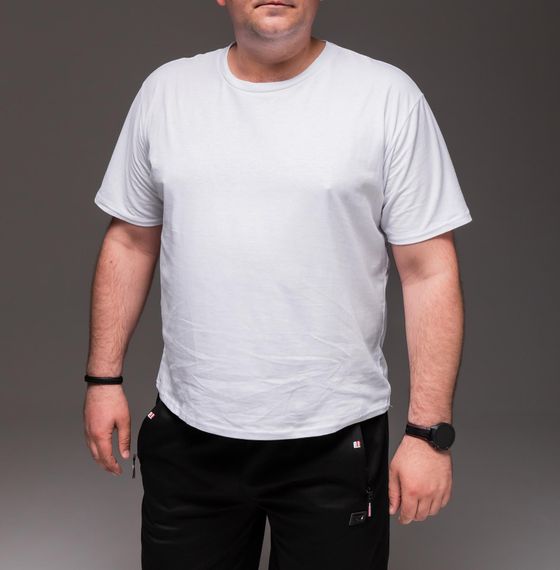 Мужская классическая футболка хлопковая больших размеров RA2242 размер 5XL, цвет белый | Зображення 1