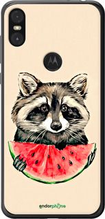 Чохол на Motorola One Єнотик з кавуном "4605t-1589-2448"