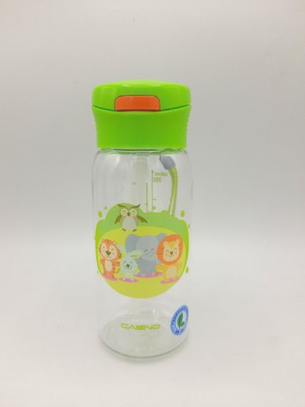 Пляшка для води CASNO 400 мл KXN-1195 Зелена (Малята-звірята) з соломинкою | Зображення 1