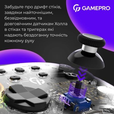 Геймпад GamePro GPX13T 2.4G/BT 5.1/USB/PC/iOS/Android RGB Transparent (GPX13T) | Зображення 9