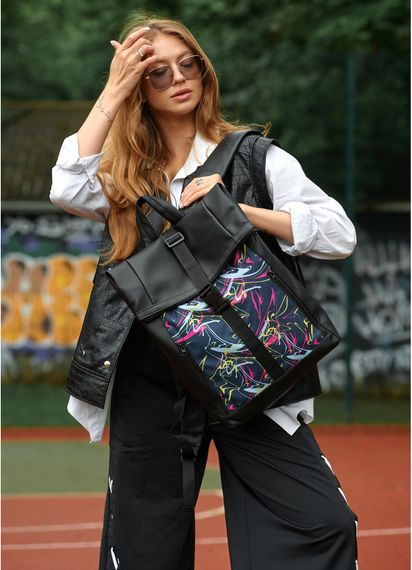 Жіночий рюкзак Sambag ROLLTOP ONE ABSTRACT чорний 41 x 30 x 16 см (24208710) | Зображення 8