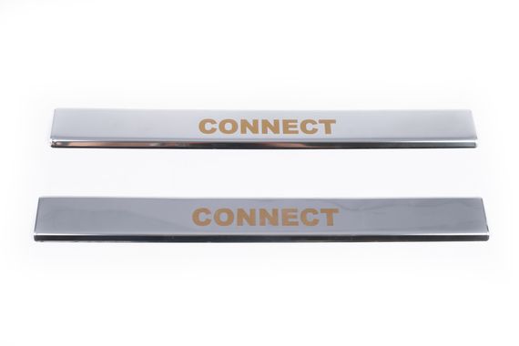 Накладки на пороги Carmos V1 (2 шт, нерж.) для Ford Connect 2010-2013 рр | Зображення 2