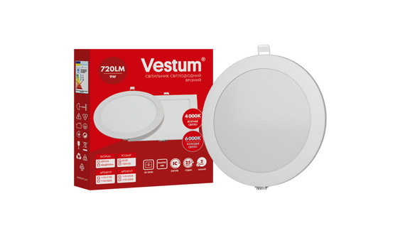 Круглий світлодіодний врізний світильник Vestum 9W 4000K 220V 1-VS-5103 | Зображення 3