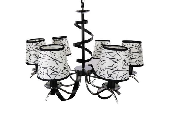 Люстра підвісна на 6 лампочок 25349 Чорний 50-90х65х65 см. | Зображення 1