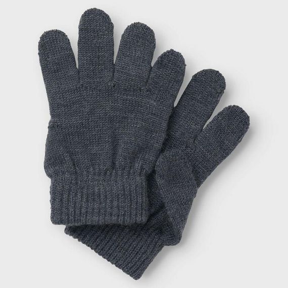 Дитячі демісезонні в'язані рукавички для хлопчиків Name It One Size 2-6р Темно-сірі (25091724) | Зображення 1