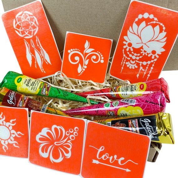 Набір кольорової хни з трафаретами для біо-тату №1 color-henna-set-01 | Зображення 2
