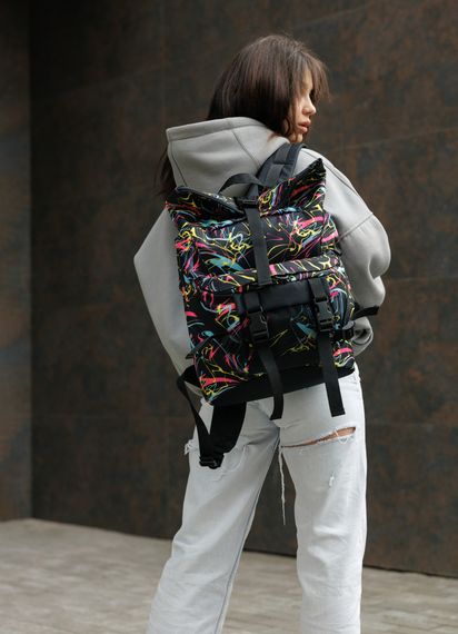 Жіночий рюкзак Sambag RollTop DOUBLE чорний ABSTRACT 41 х 27 х 18 см (24330707) | Зображення 8