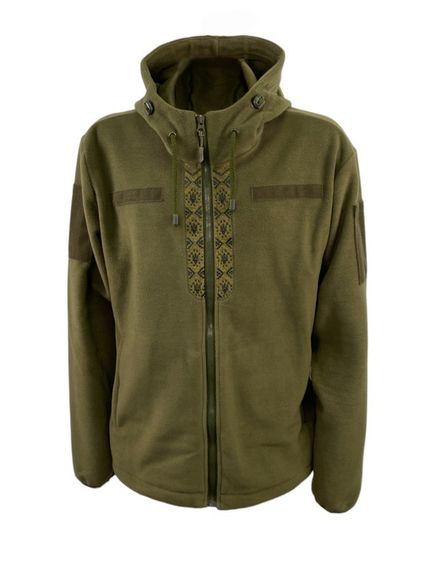 Кофта Tactic4Profi флис хаки с капюшоном с вышивкой Орнамент№2 р. 5XL (58)