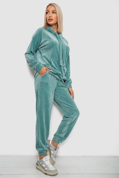 Спортивный костюм женский велюровый, цвет мятный, 241R1530-5 | Зображення 2