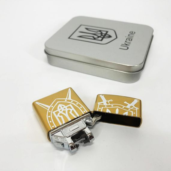 Дугова електроімпульсна запальничка USB Україна (металева коробка) HL-446. CU-680 Колір: золотий | Зображення 4