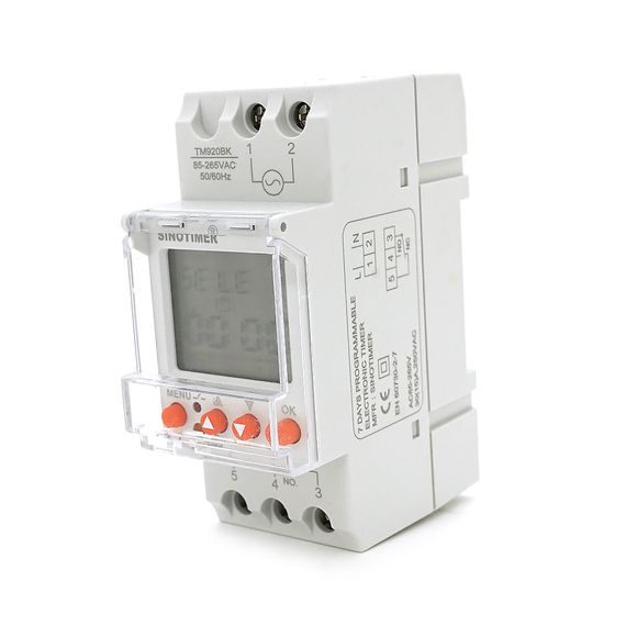 Реле часу Sinotimer TM920BK, на DIN-рейку, LCD, програмований, змінна батарея | Зображення 1