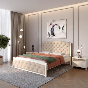 Двоспальне дерев&#039;яне ліжко Mebigrand Мехіко Айворі (S0505Y30R)/Аляска 23 (Бежевий) 160х200 см (MBG-12079)