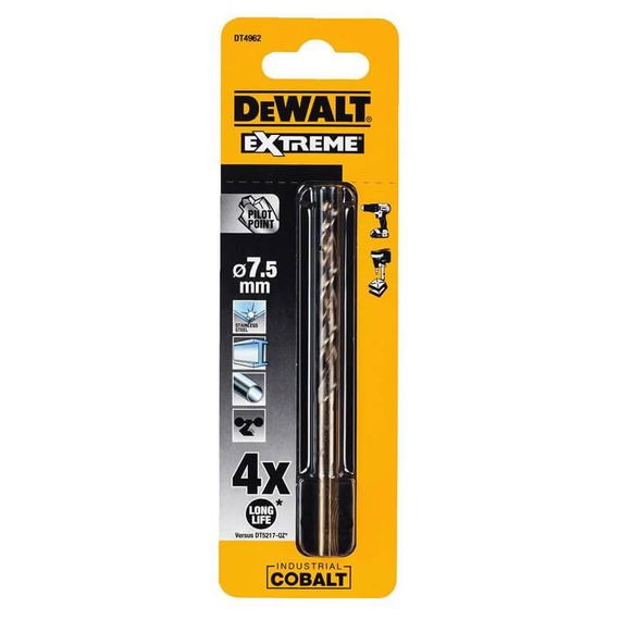 Свердло по металу 7,5мм EXTREME INDUSTRIAL COBALT DeWALT DT4962