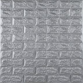3D панель самоклеюча 700х770х7мм цегла Срібло (017-7) SW-00000059