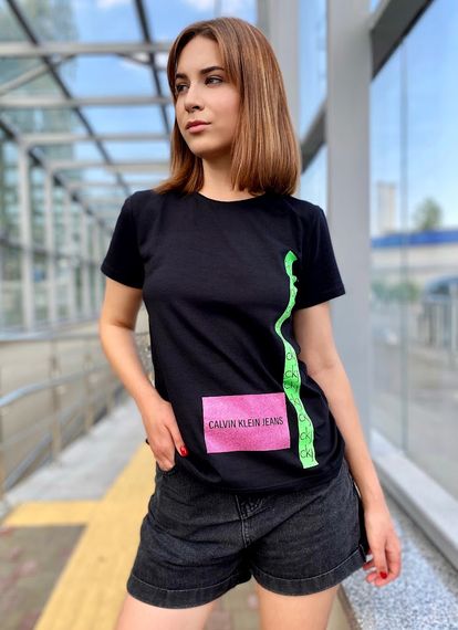 Футболка жіноча з надписом “Calvin Klein Jeans” Носи своє 44 Чорний (p-200192-O-904)