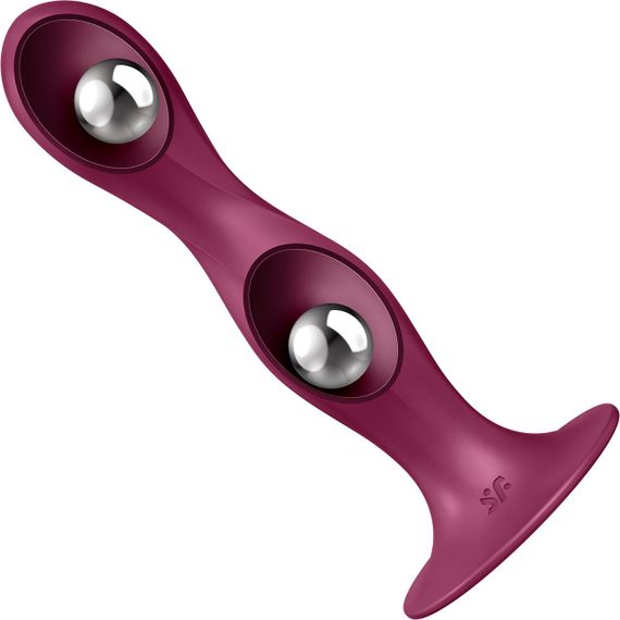 Дилдо Satisfyer Double Ball-R Red, унісекс, рухомі кульки всередині, на присосці | Зображення 2